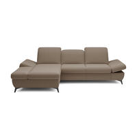ECKSOFA FELICE L-S Braun Geflochtener Stoff mit Schlaffunktion - Braun, Holz (284/166cm) - MASSENO