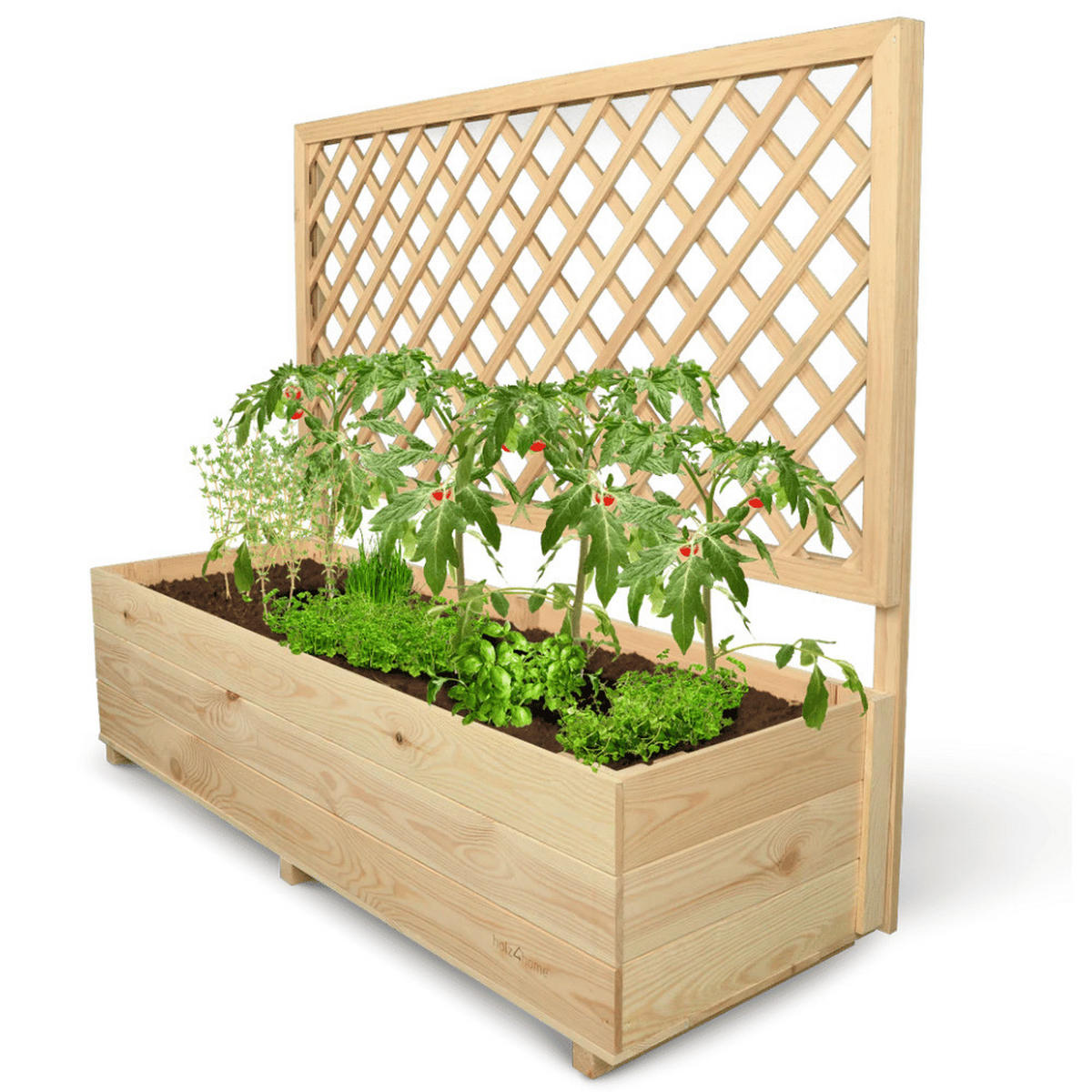 PFLANZKASTEN mit Rankgitter THIO Inkl. Vlies 128cm Breit - Braun, Holz (128/104/44cm) - DELUKE