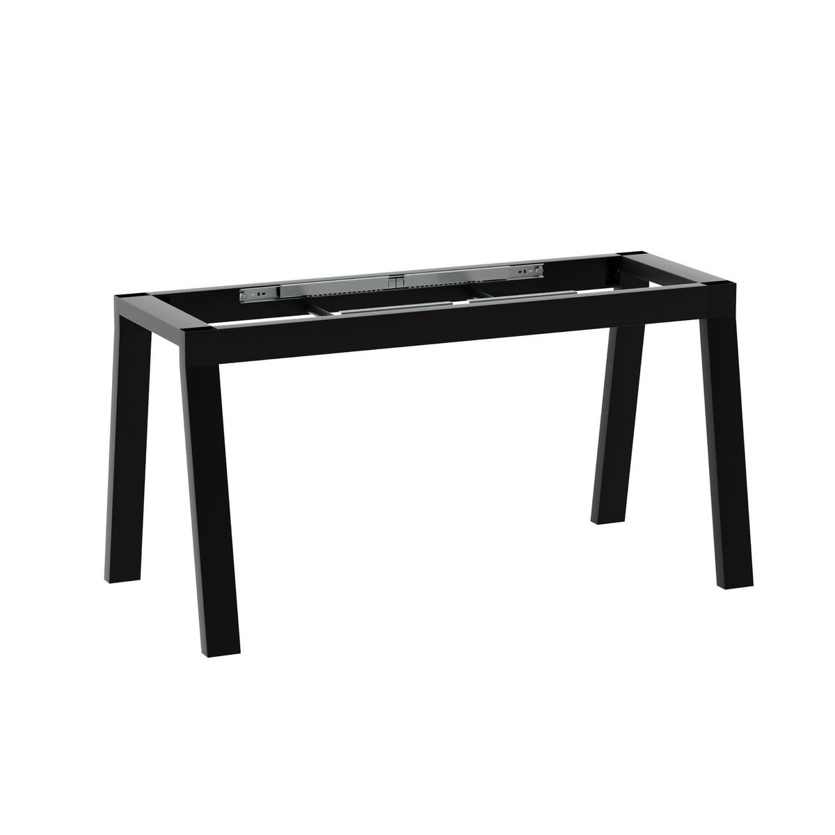 TISCHBEINE Thusia Split Metall Schwarz 72cm Ausziehbarer - Schwarz, Metall (70/72/140cm) - Metalo Pro
