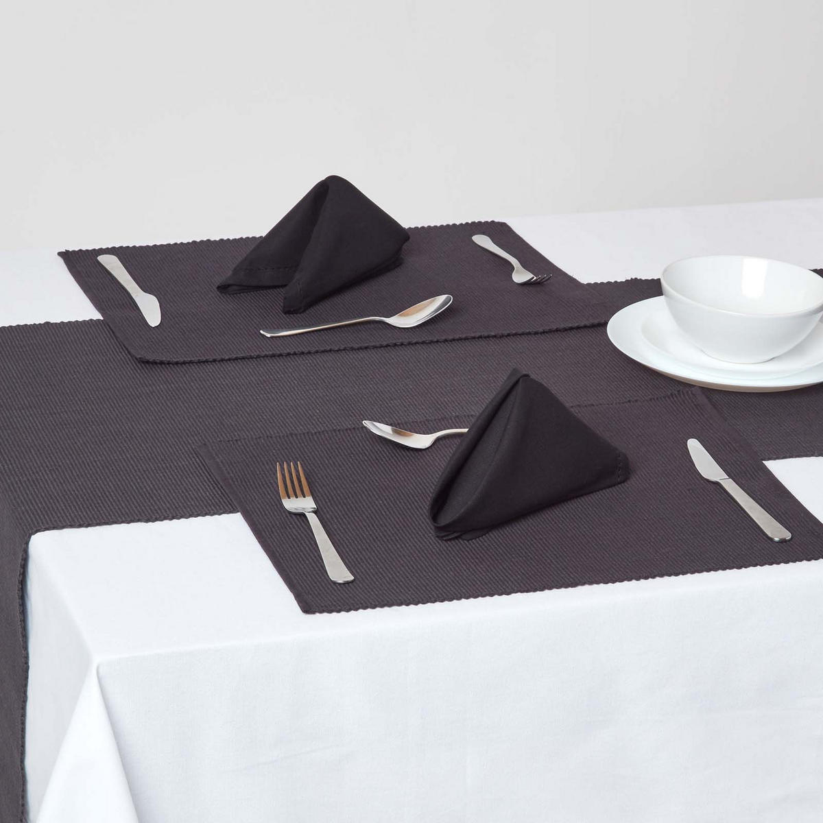 TISCHSET schwarz im 2er-Set 33/50 cm, 100% Baumwolle - Schwarz, Textil (33/50cm) - Homescapes
