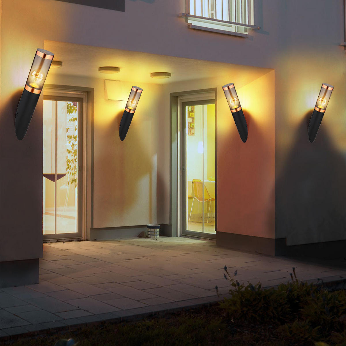 LED AUSSEN-WANDLEUCHTE Boston Schwarz Edelstahl - Schwarz, Metall (7.6/41/7.6cm) - Globo Lighting