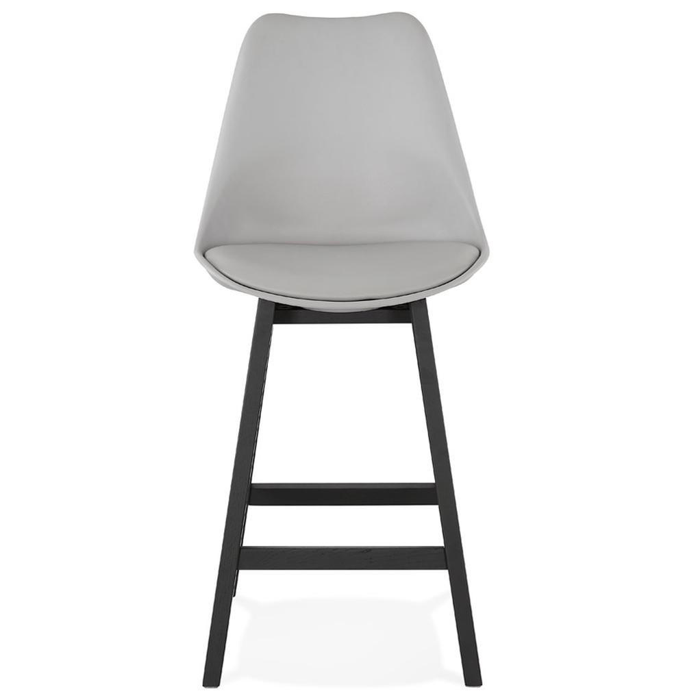 BARHOCKER Kunstleder Eichenholzgestell Sitzhöhe 65cm Skandi-Stil MIRANOX MINI, Grau-Schwarz 56x48x102 cm - Schwarz/Grau, Eichenholz/Kunststoff (48/102/56cm) - KADIMA DESIGN