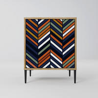 SIDEBOARD VIBRANT PATCHWORK, Eichefarben, 57,5x42x72,5 cm, Schwarze Metallfüße - Eichefarben/Multicolor, Holzwerkstoff/Metall (57.5/72.5/42cm) - SpaceRebels