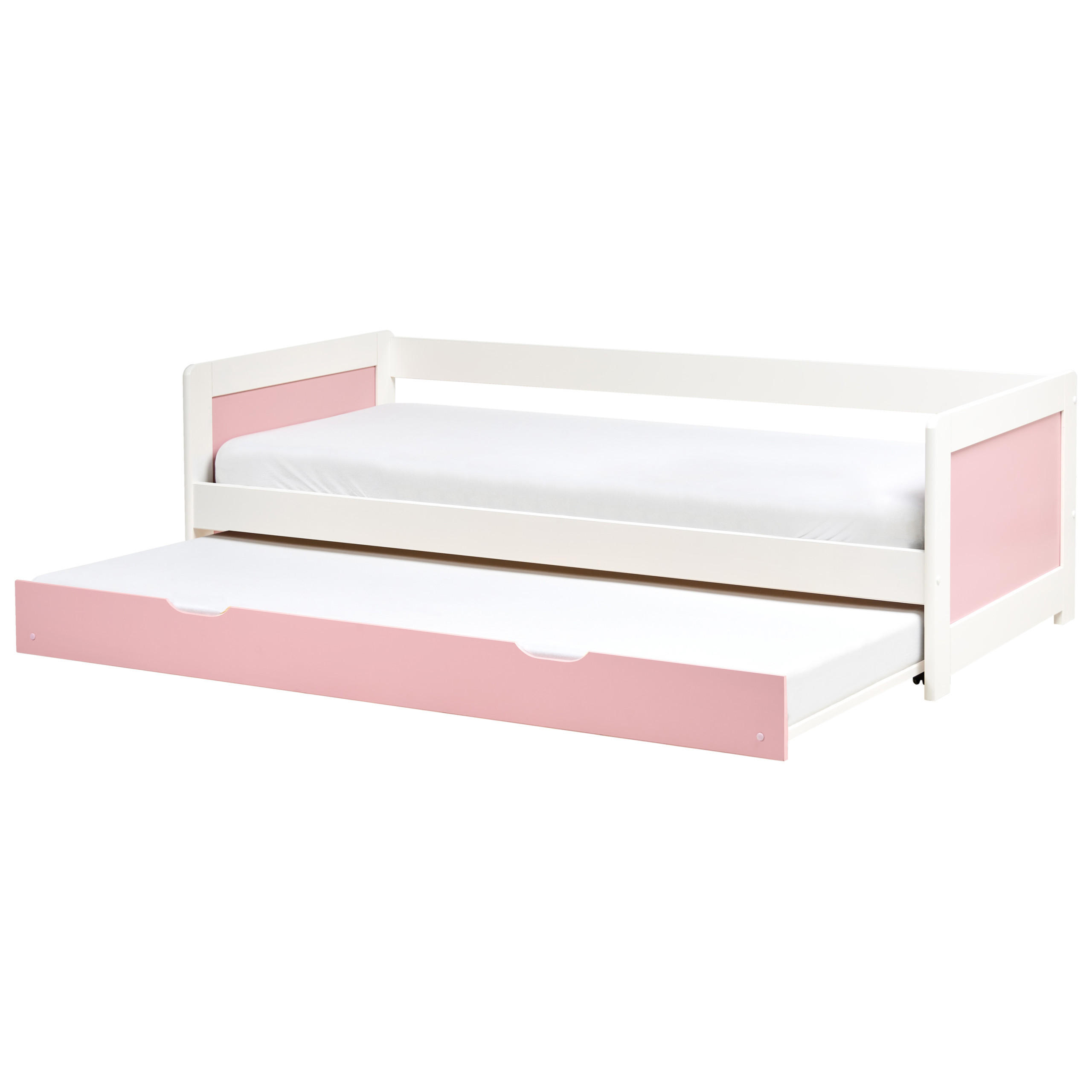 PAT EXTENSIBIL lemn de pin 90/200 cm roz Gravelines - roz aprins, lemn (90/200cm) - Beliani