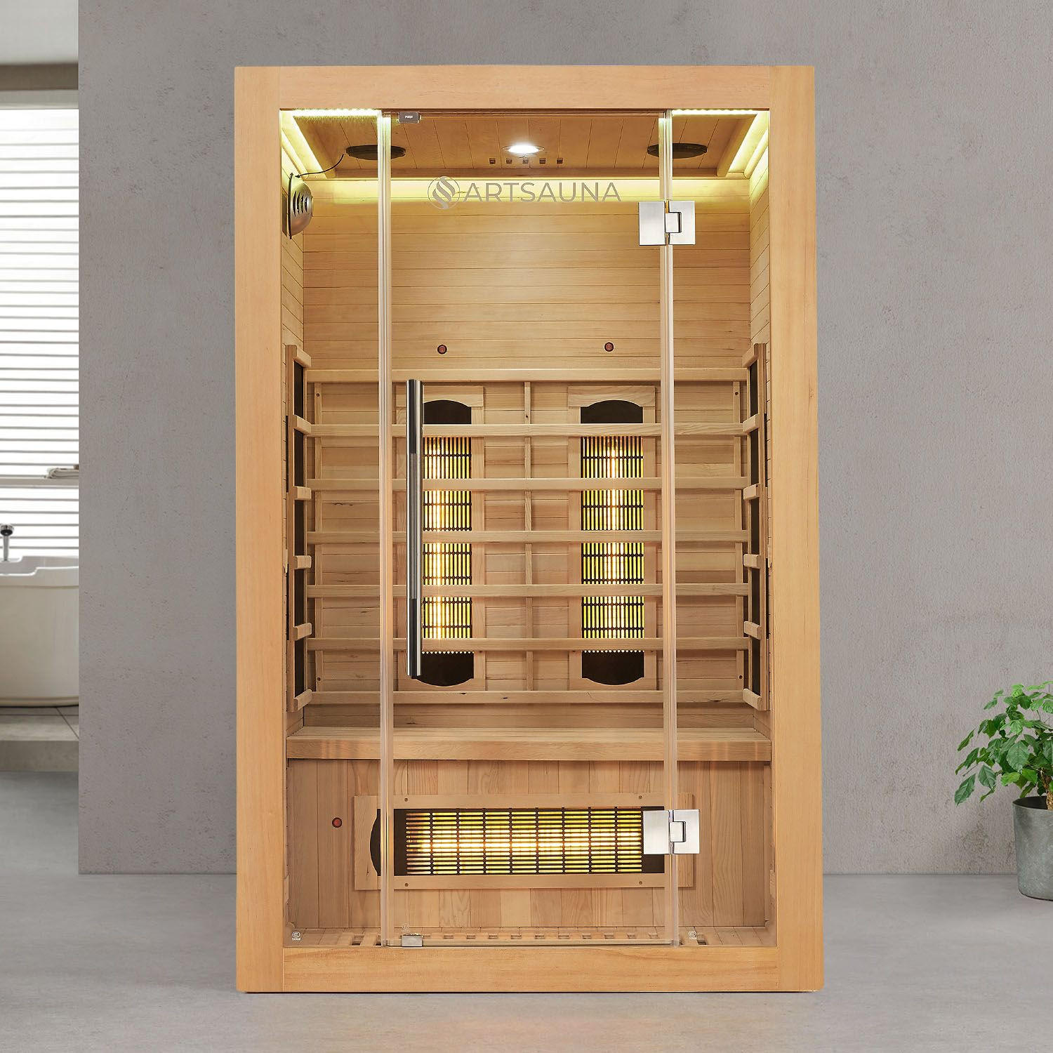 INFRAROTKABINE Kiruna 120 mit Dual Technologie & Hemlockholz - Naturfarben, Holz (120/190/105cm) - Artsauna