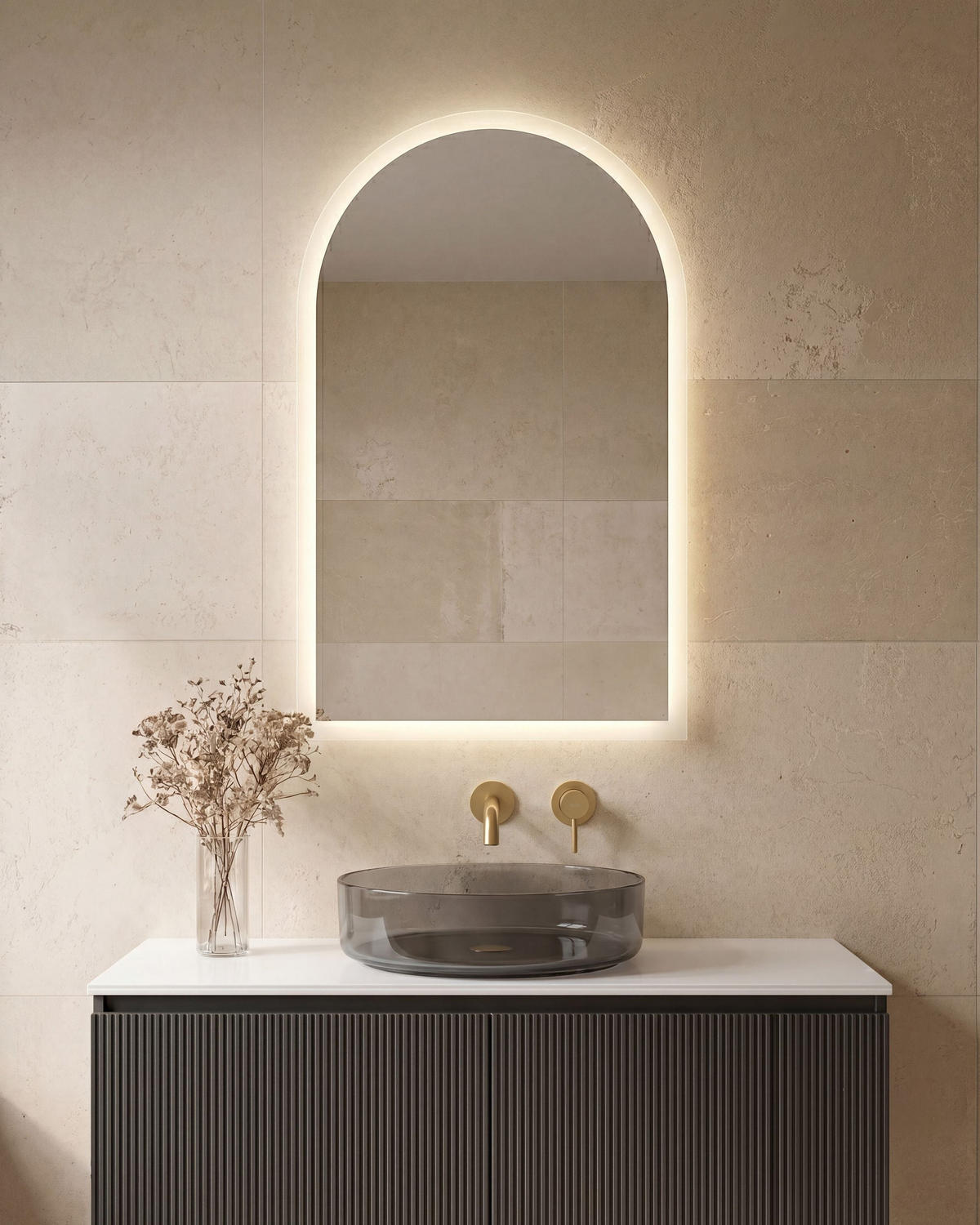 LED-BADEZIMMER-SPIEGEL 60/100 cm Grün Suin - Grün, Glas (60/100/2cm) - Beliani