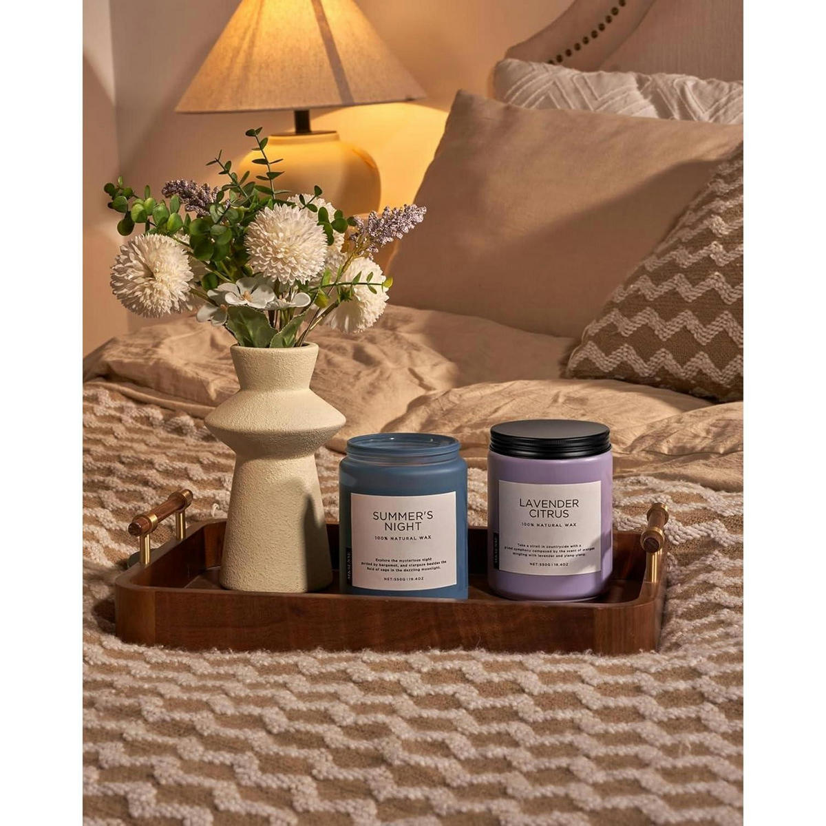 DUFTKERZE Sommernacht 550g Sojawachs mit 2 Dochten - Blau, Paraffin (13cm)
