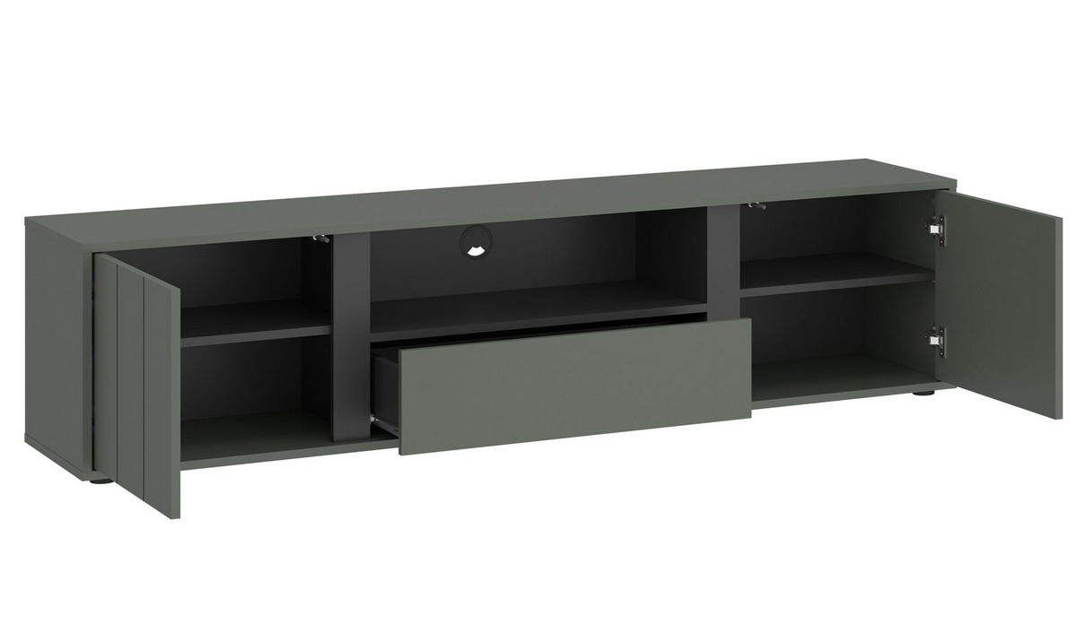 LOWBOARD Veddel grau-grün / anthrazit 177 / 43,5 / 40cm - Blaugrau/Grau, Holz/Holzwerkstoff (177/40/43.5cm) - Feldmann-Wohnen