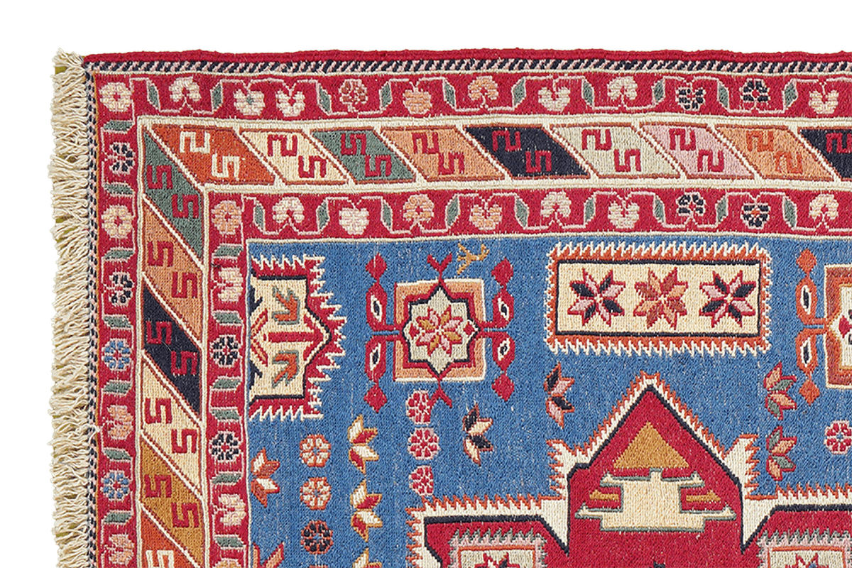 KELIM-TEPPICH handgewebt Sumak Shahsavan Blau 154/108 cm Schurwolle - Blau, Textil (108/154cm) - Looma