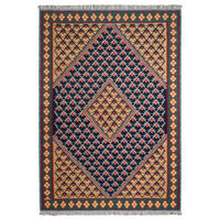 HANDWEBTEPPICH Kelim Senneh Blau 148/105 cm Schurwolle - Blau, Textil (105/148cm) - Looma