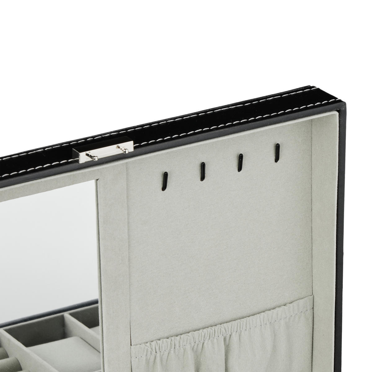 UHRENBOX - Schwarz, Glas/Holzwerkstoff (30/8/20.5cm) - Relaxdays