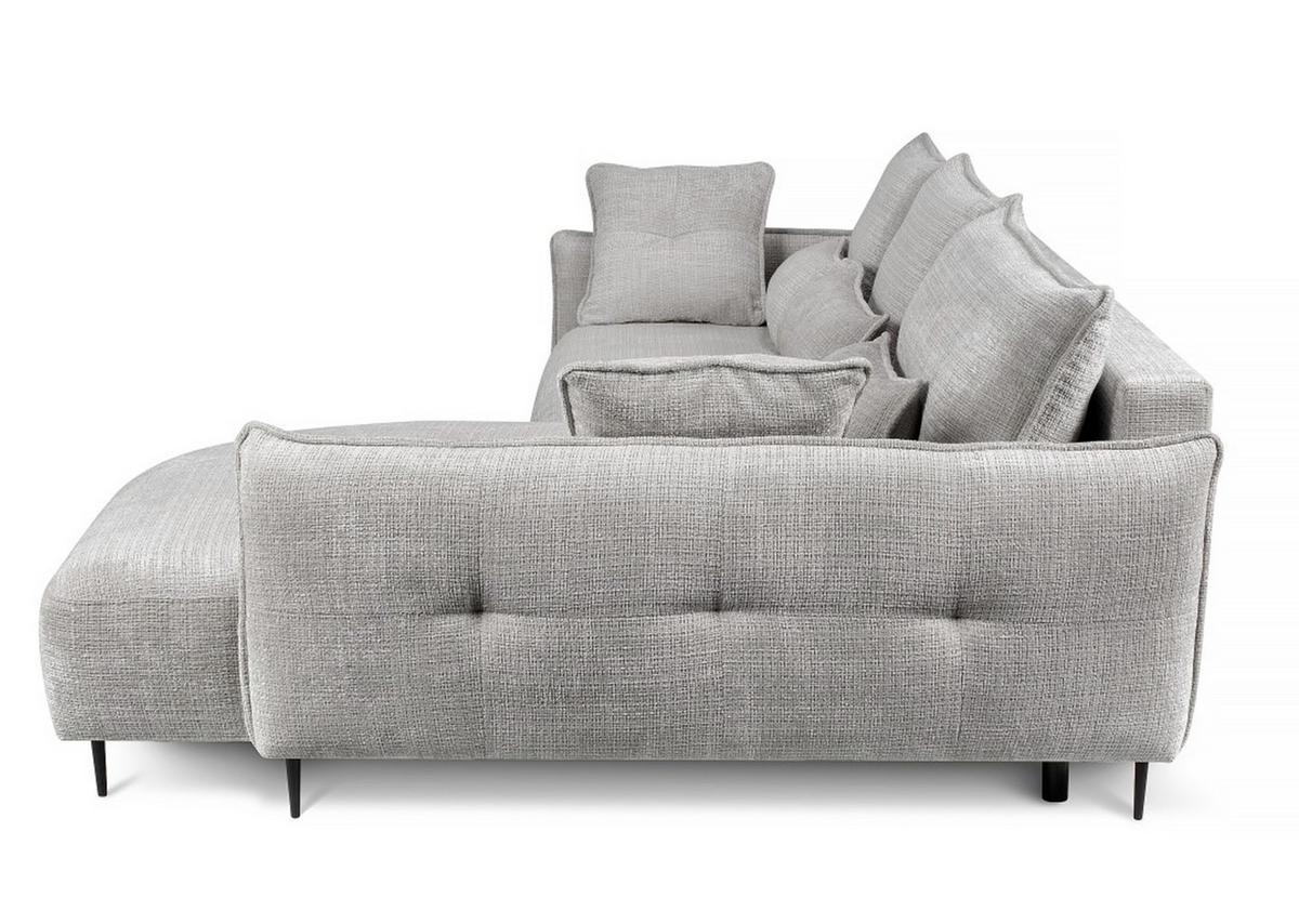 ECKSOFA Oblivio Grau Chenille - Schwarz/Grau, Textil/Metall (285/200cm) - Selsey