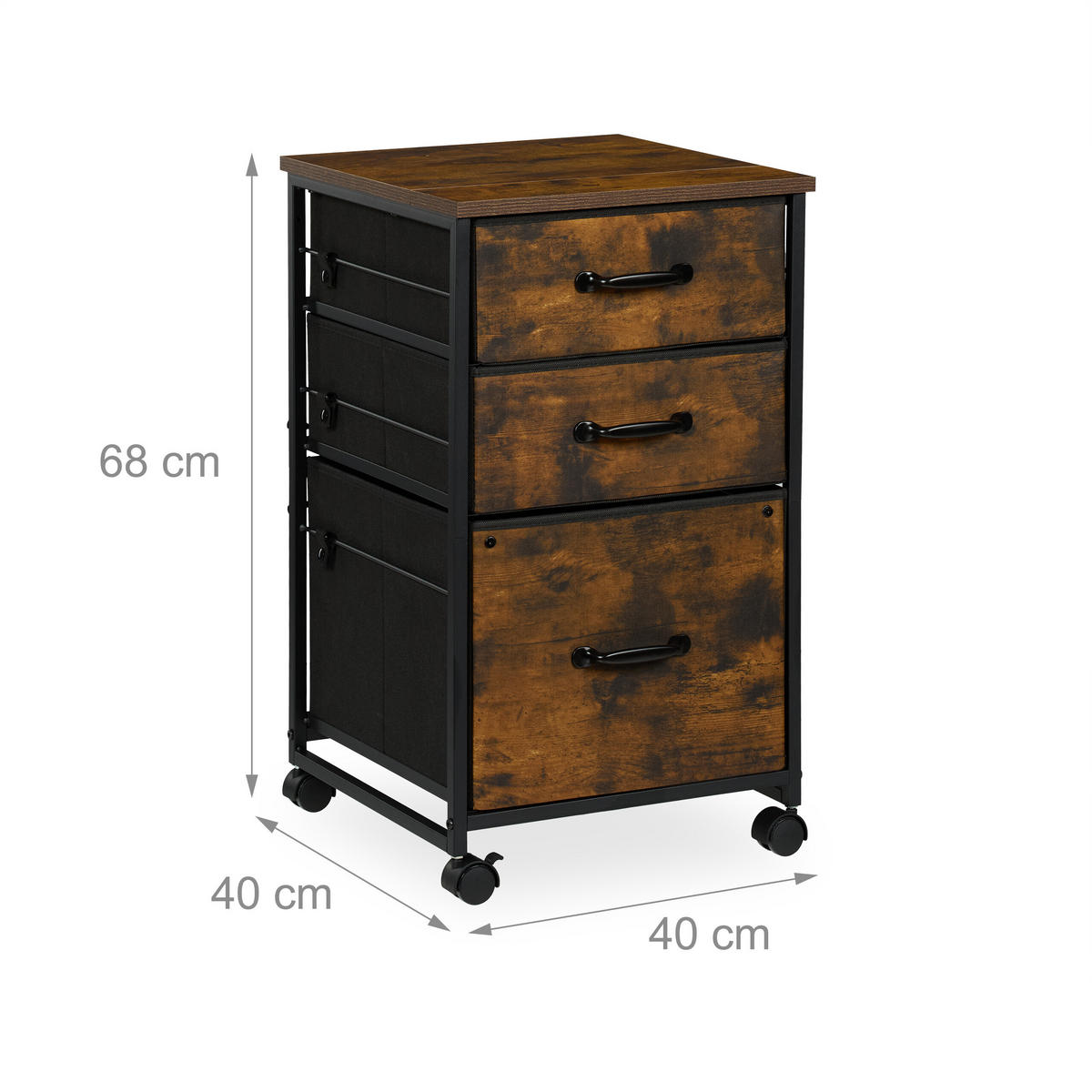 ROLLCONTAINER - Multicolor, Holzwerkstoff/Textil (40/68/40cm) - Relaxdays