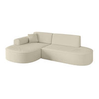 ECKSOFA Ottomane Links MARI-L1 - 232x163x73,5 cm Beige Bouclé - Beige/Schwarz, Holzwerkstoff/Kunststoff (163/234cm) - ALTDECOR