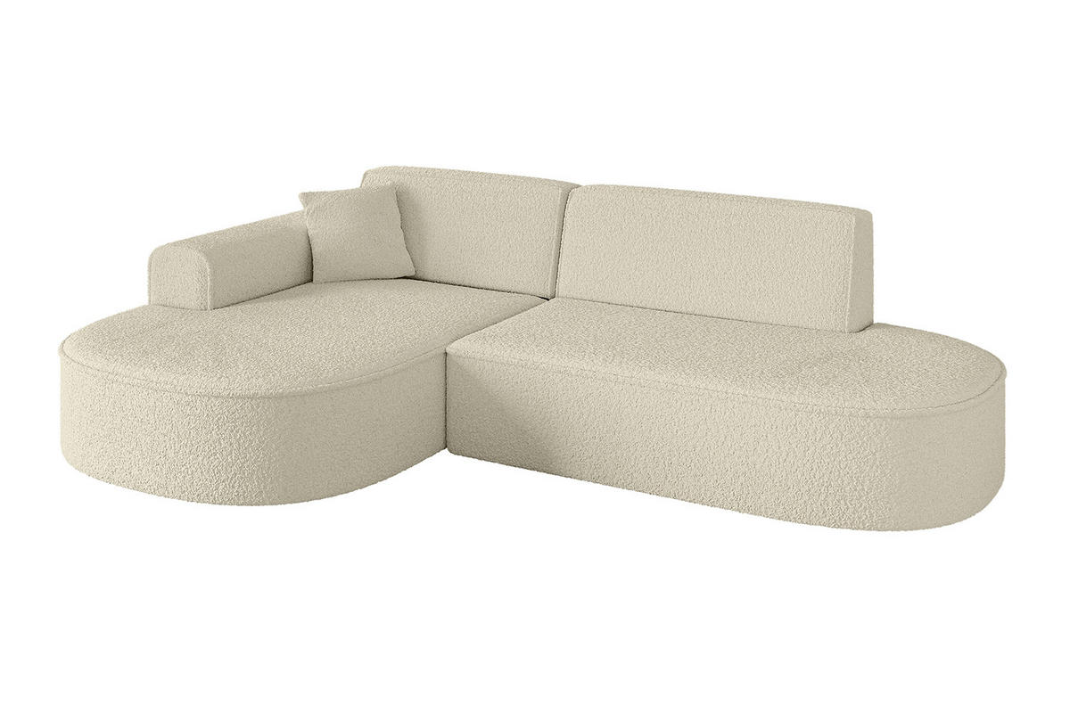 ECKSOFA Ottomane Links MARI-L1 - 232x163x73,5 cm Beige Bouclé - Beige/Schwarz, Holzwerkstoff/Kunststoff (163/234cm) - ALTDECOR