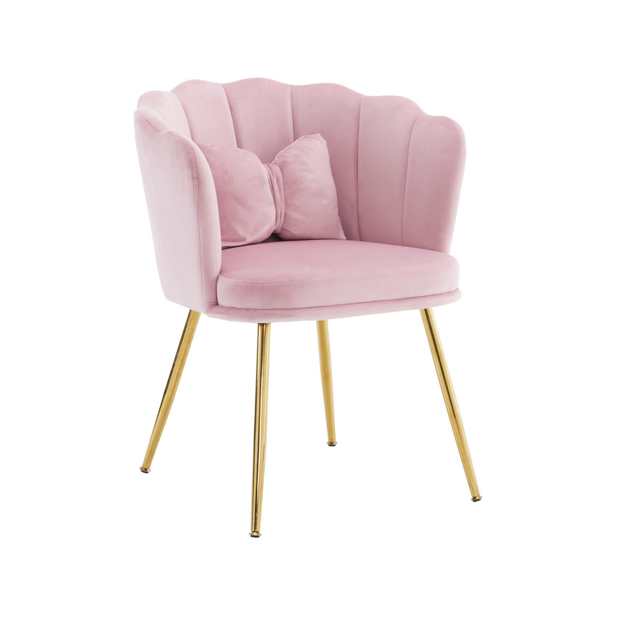 SESSEL 68x78x94.5 cm in Pink, Samt mit Blütenblatt-Rückenlehne, Metallbeine - Pink, Textil (58/77/63cm) - Modfu