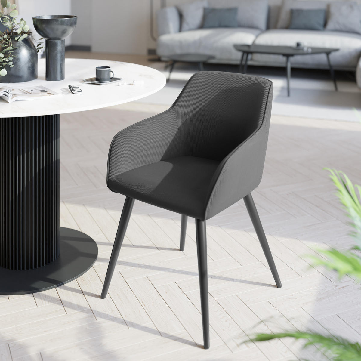 ESSZIMMERSTUHL 1er Set Marilyn 58 x 62 x 82 cm anthrazit/schwarz - Anthrazit/Schwarz, Kunststoff (62/82/58cm) - tectake