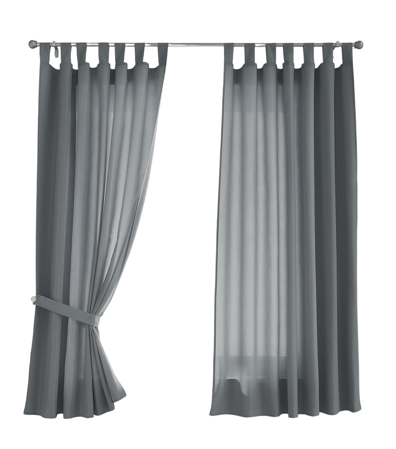 VORHANG 2ER SET POTSDAM HxB 175x140 cm Grau - Grau, Textil (140/175cm) - Gardinenbox