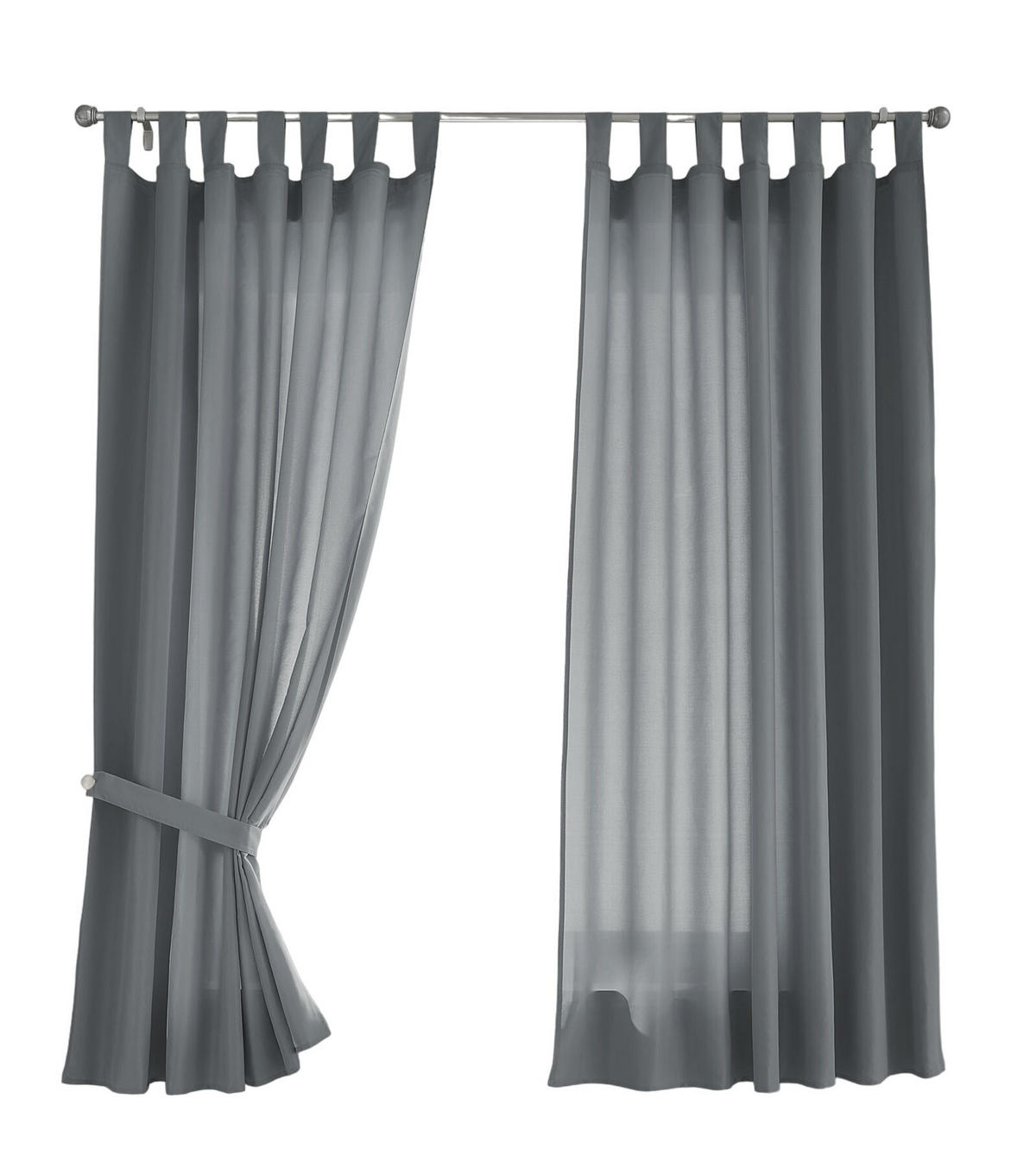 VORHANG 2ER SET POTSDAM HxB 175x140 cm Grau - Grau, Textil (140/175cm) - Gardinenbox
