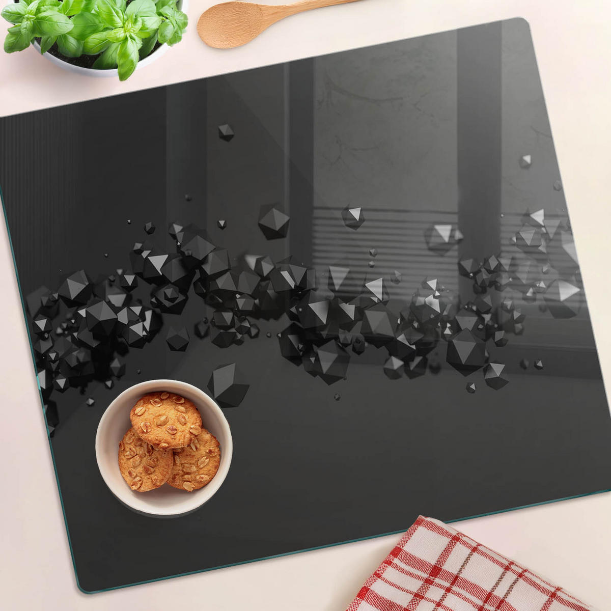 GLASPLATTE 60x52 cm 3D - Schwarz, Glas (60/0.4/52cm) - TULUP