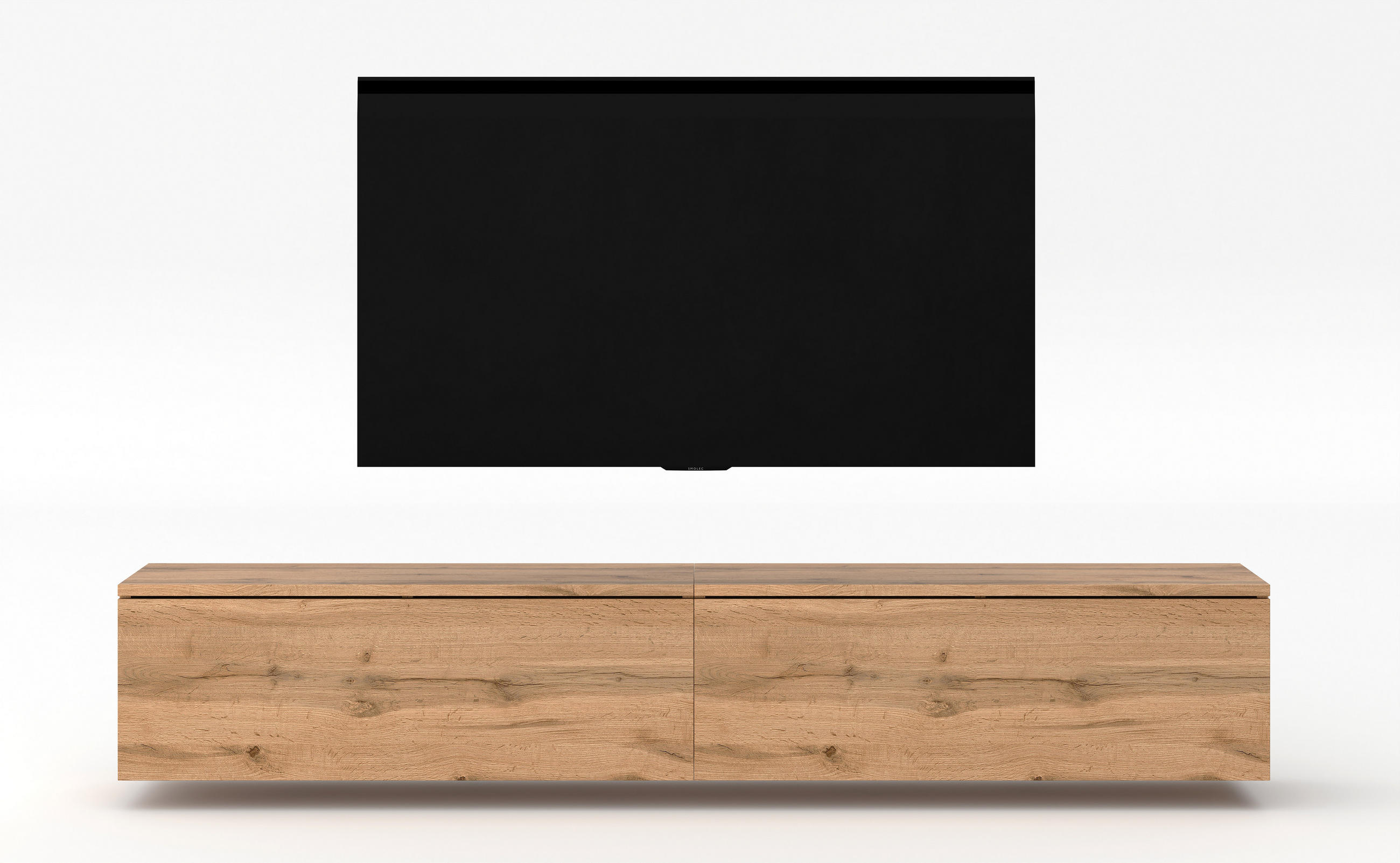 LOWBOARD Loriano 2x100 Eiche Wotan 200/34/32 cm – Designer Lowboard - Braun, Holzwerkstoff/Kunststoff (200/34/32cm) - AX Living