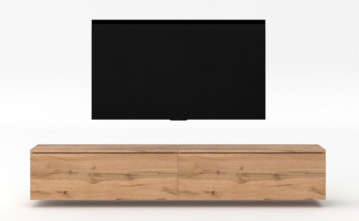 LOWBOARD Loriano 2x100 Eiche Wotan 200/34/32 cm – Designer Lowboard - Braun, Holzwerkstoff/Kunststoff (200/34/32cm) - AX Living