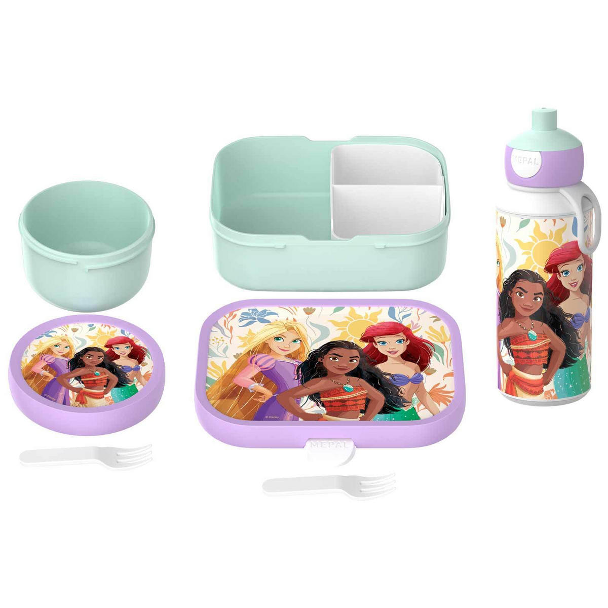 LUNCHSET Campus Princess Power 3er Set - Violett/Mintgrün, Kunststoff (6.8/24.4/24cm) - Mepal