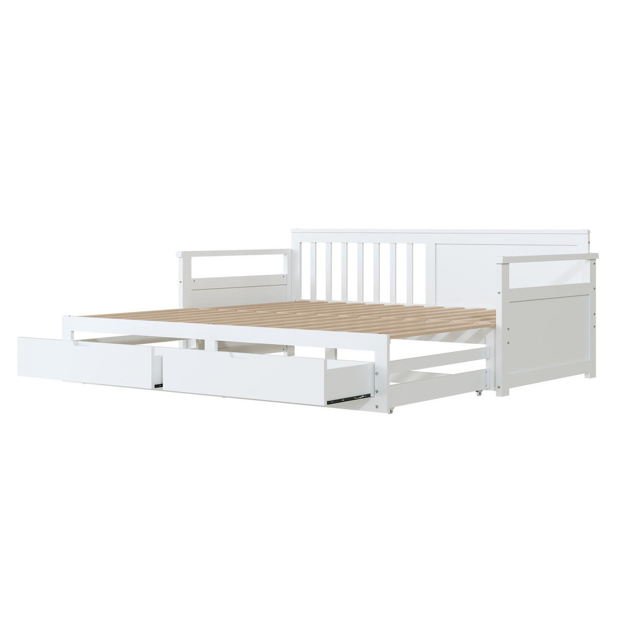 TAGESBETT 90/180/190 cm Weiß mit Schubladen und Ausziehbett - Weiß, Holz (180/190cm) - OKWISH