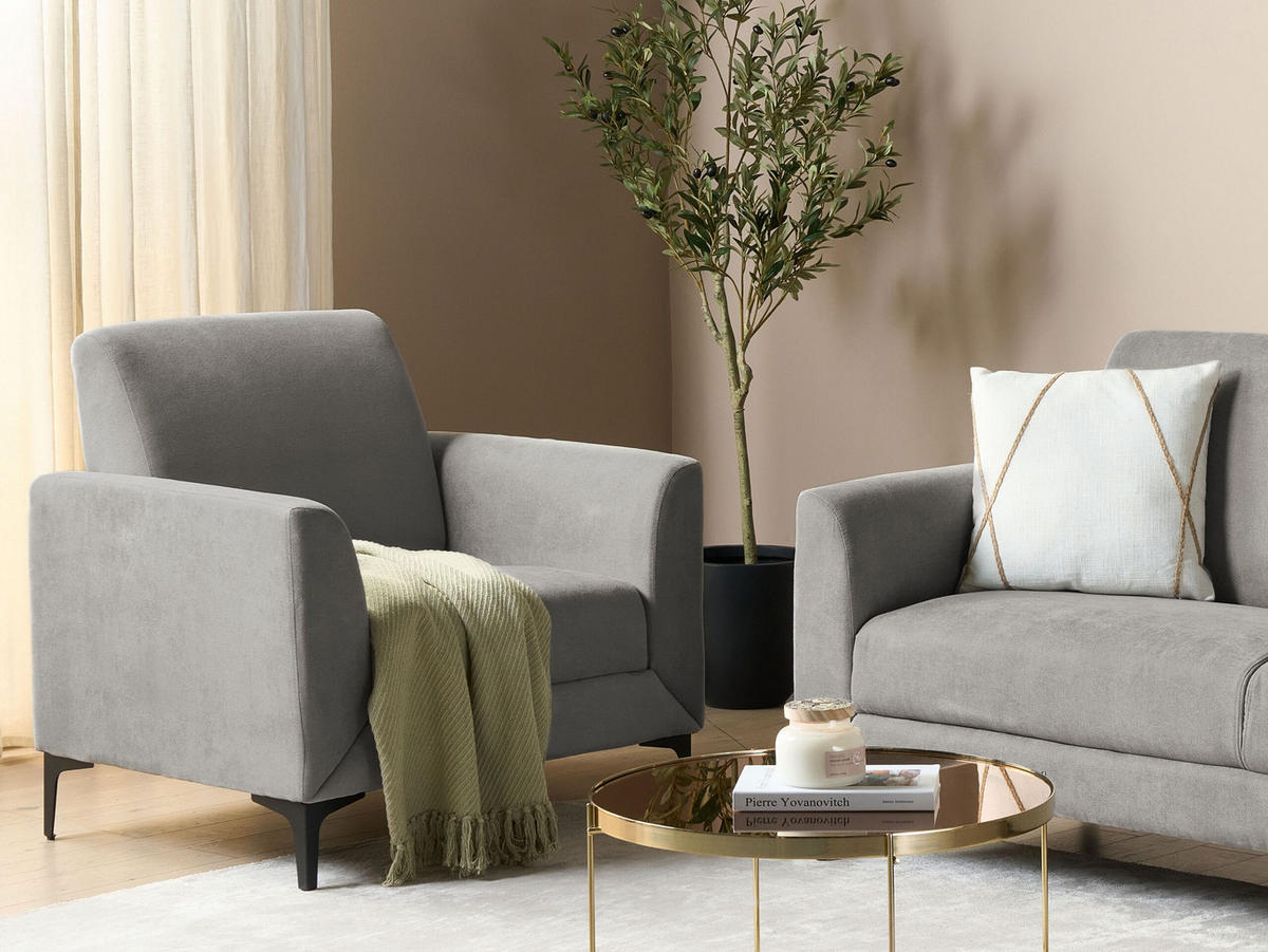 SESSEL grau Fenes - Schwarz/Grau, Textil (89/90/75cm) - Beliani