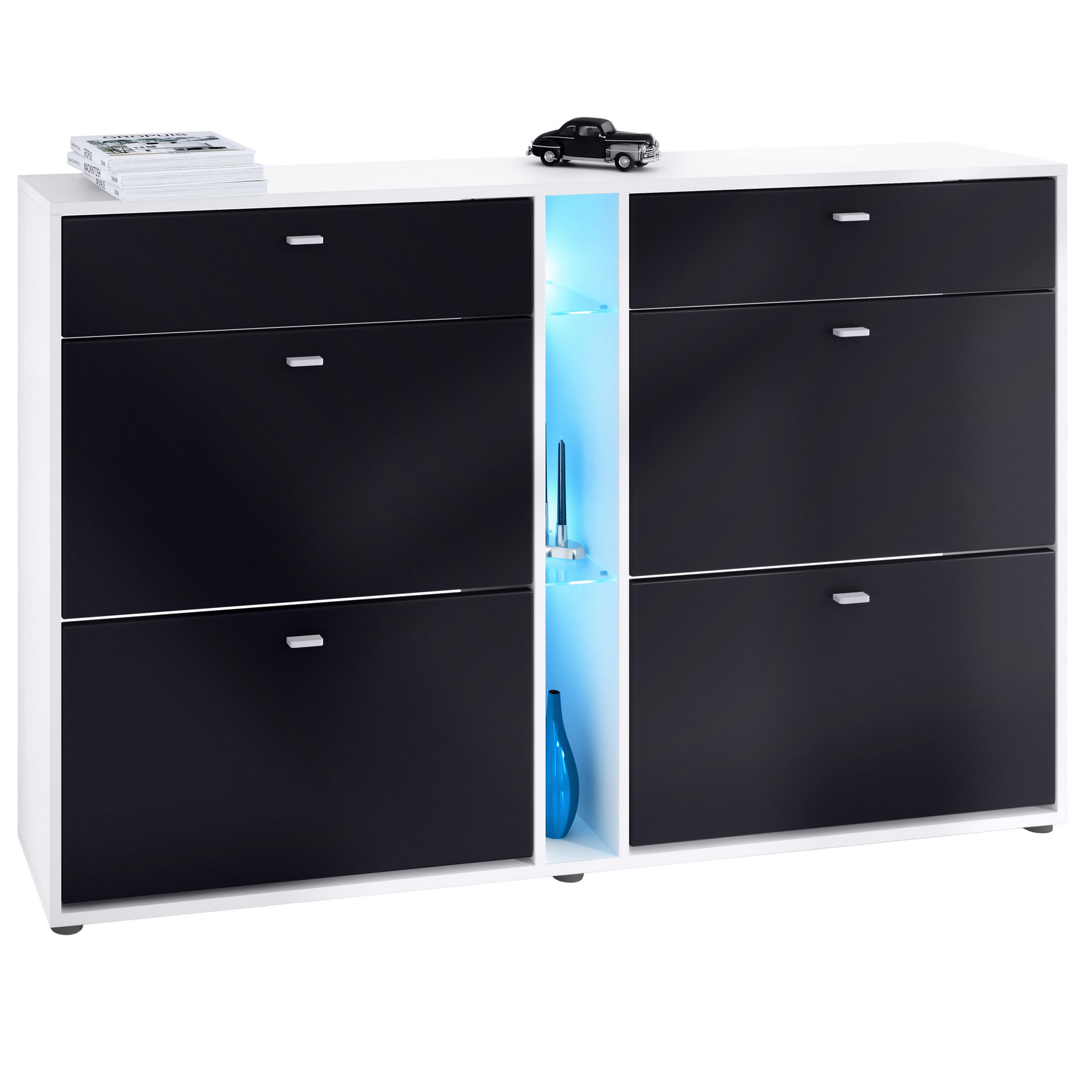 SCHUHSCHRANK Today Fronten in Schwarz matt - Schwarz, Holzwerkstoff (155.5/95/28cm) - Vladon