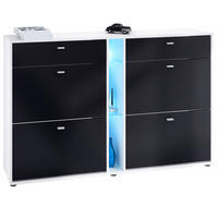 SCHUHSCHRANK Today Fronten in Schwarz matt - Schwarz, Holzwerkstoff (155.5/95/28cm) - Vladon