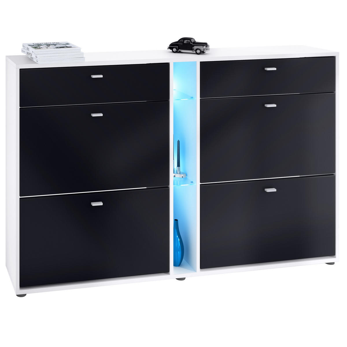 SCHUHSCHRANK Today Fronten in Schwarz matt - Schwarz, Holzwerkstoff (155.5/95/28cm) - Vladon