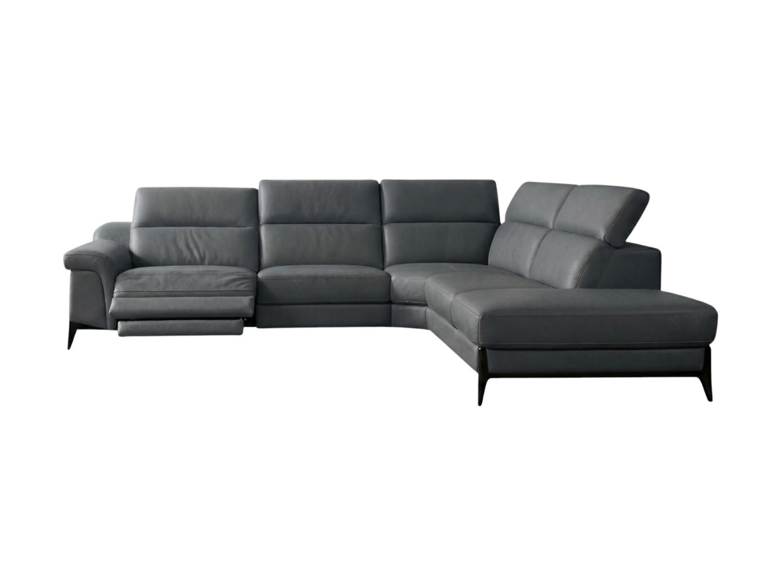 ECKSOFA Texas Echtleder mit 1 x Relaxfunktion Anthrazit - Anthrazit, Leder/Metall (238/274cm)