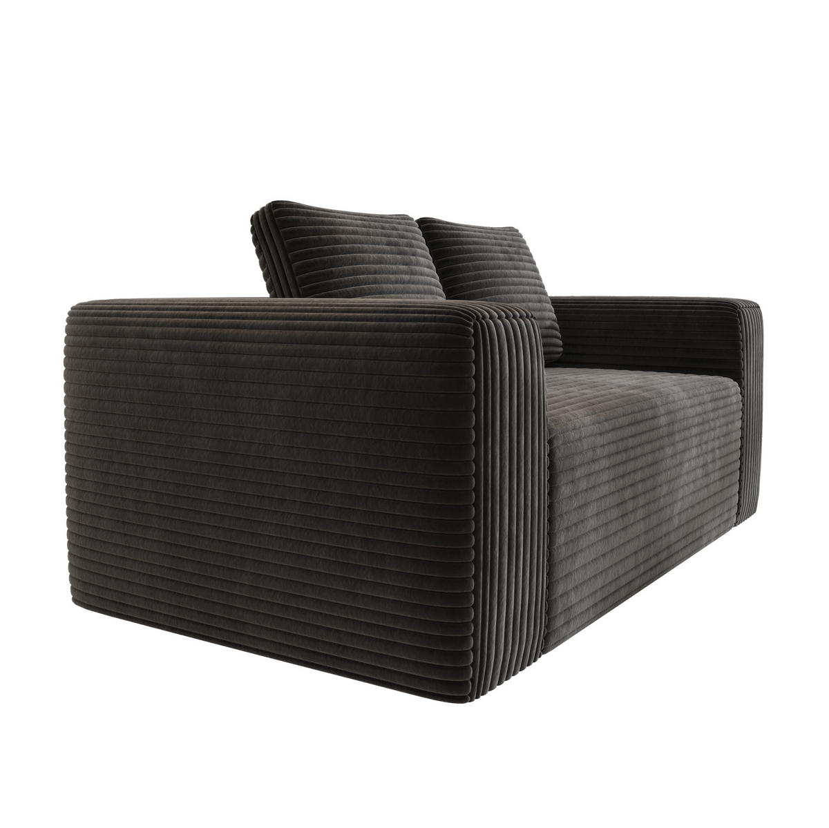 SOFA 2-Sitzer ohne Montage Cord Schwarz - Schwarz, Kunststoff (160/58/88cm) - Meubliv