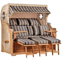 STRANDKORB XXL Baltikum mit Bullaugen - Braun/Grau, Metall (170/170/95cm) - Mr. Deko