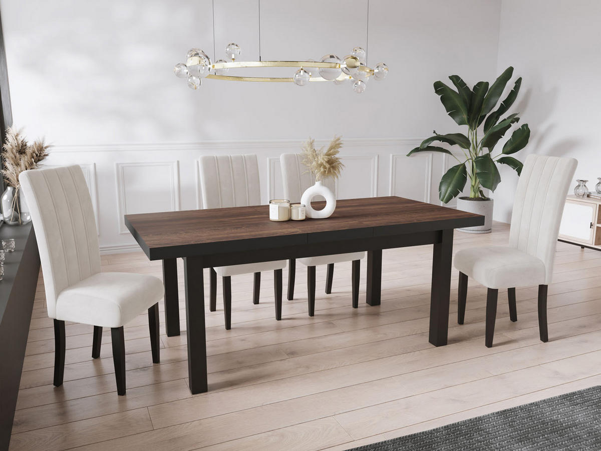 ESSTISCH Gemini rechteckig ausziehbar, Arvadonna Chestnut 200-300/100/78 cm  - Kastanienfarben/Schwarz, Holz/Holzwerkstoff (200/100/78cm) - WFL GROUP