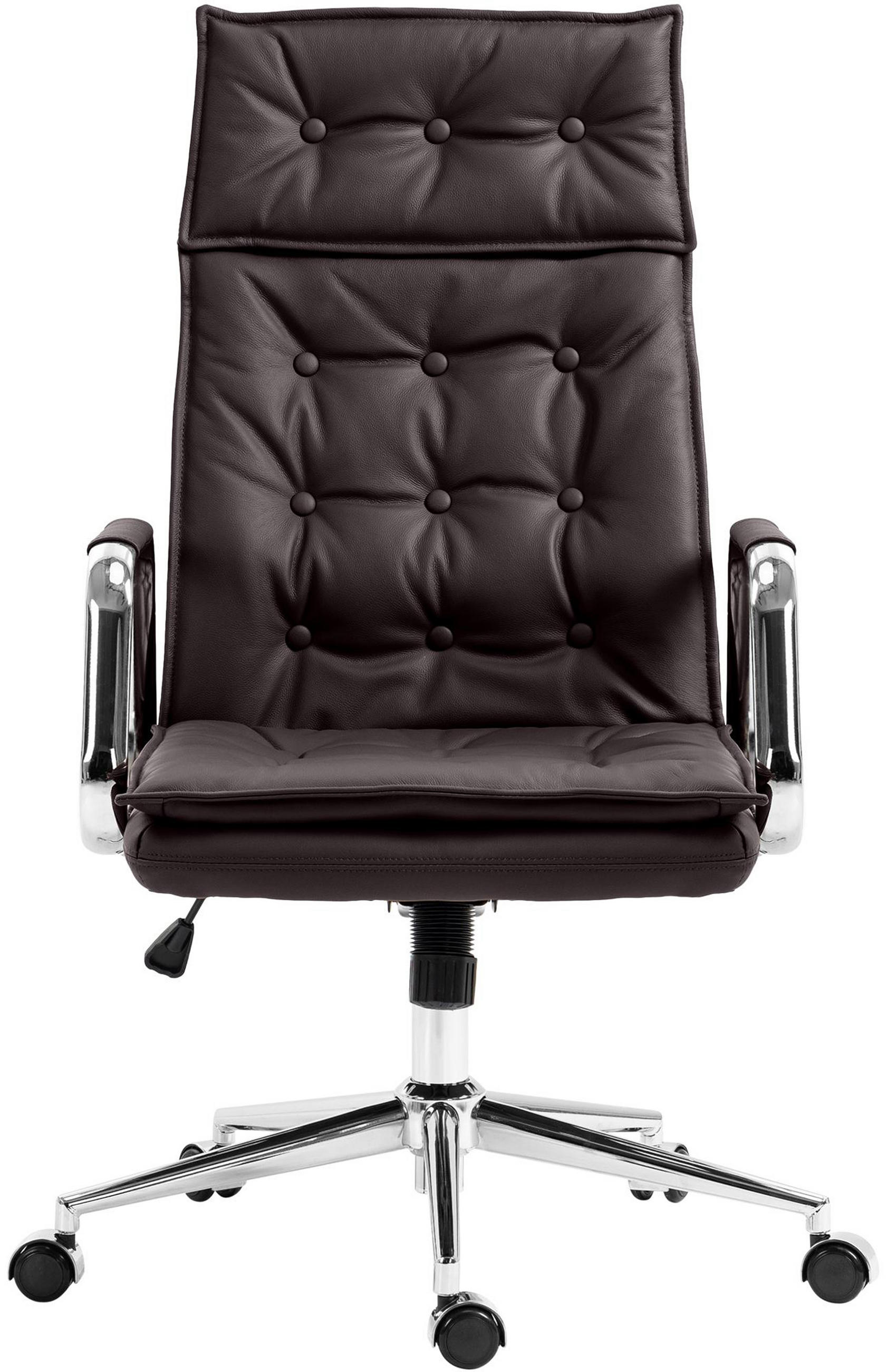 BÜROSTUHL Ronix Echtleder braun - Chromfarben/Braun, Leder/Metall (60/120/65cm) - TPFLiving