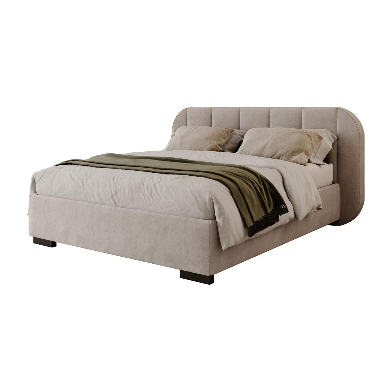 BETT AMARA 180x200 gepolstert mit Stauraum und Lattenrost, Royal Velvet 180 - Taupe, Textil (180/200cm) - Lookway