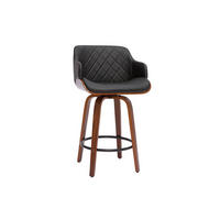 BARHOCKER Schwarz Dunkles Holz H65 cm PANACH - Walnussfarben, Textil (53/94/53cm) - Miliboo