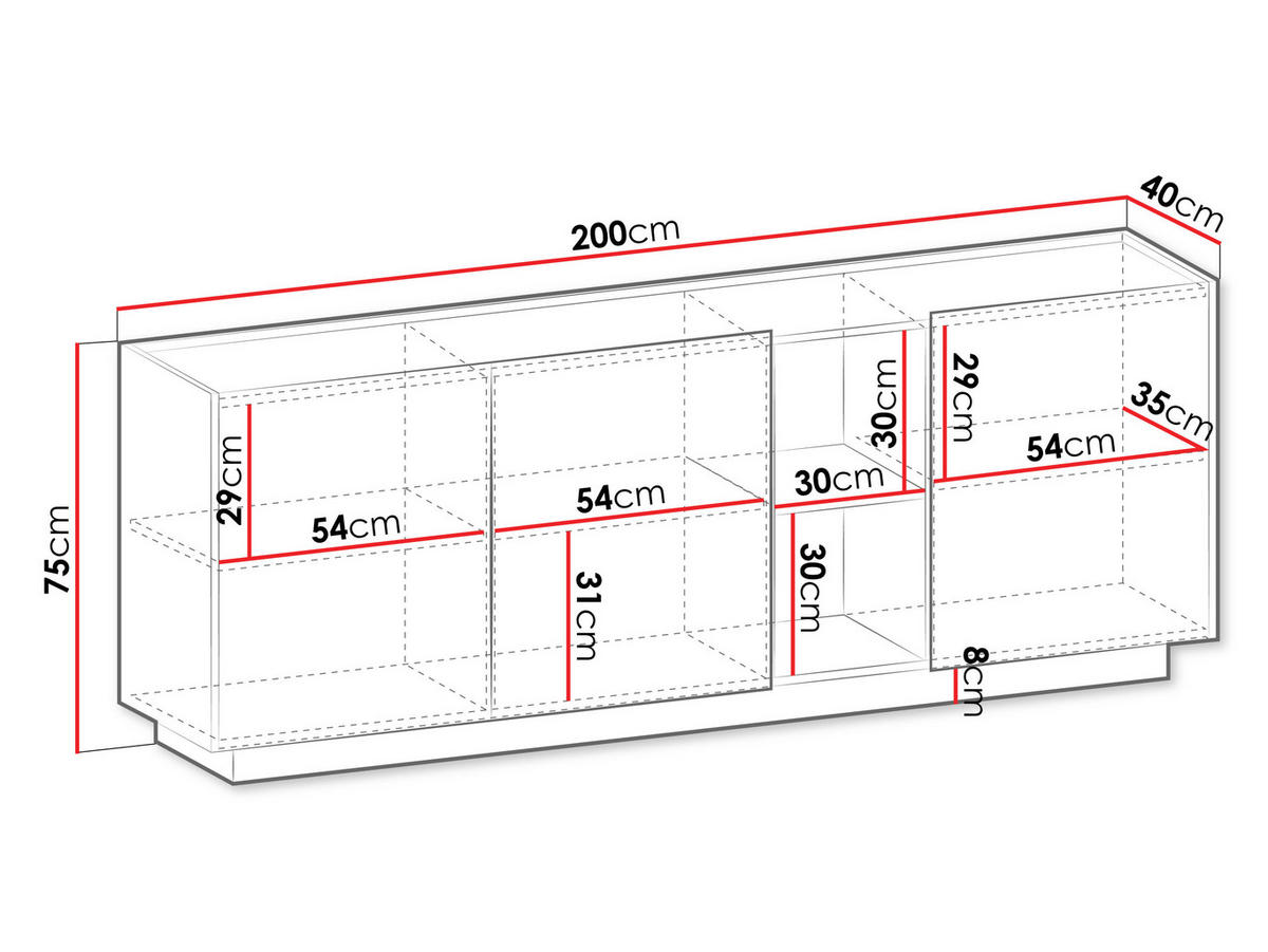 KOMMODE Mirtu K200 - Nussbaumfarben, Holzwerkstoff (200/75/40cm) - MIRJAN24