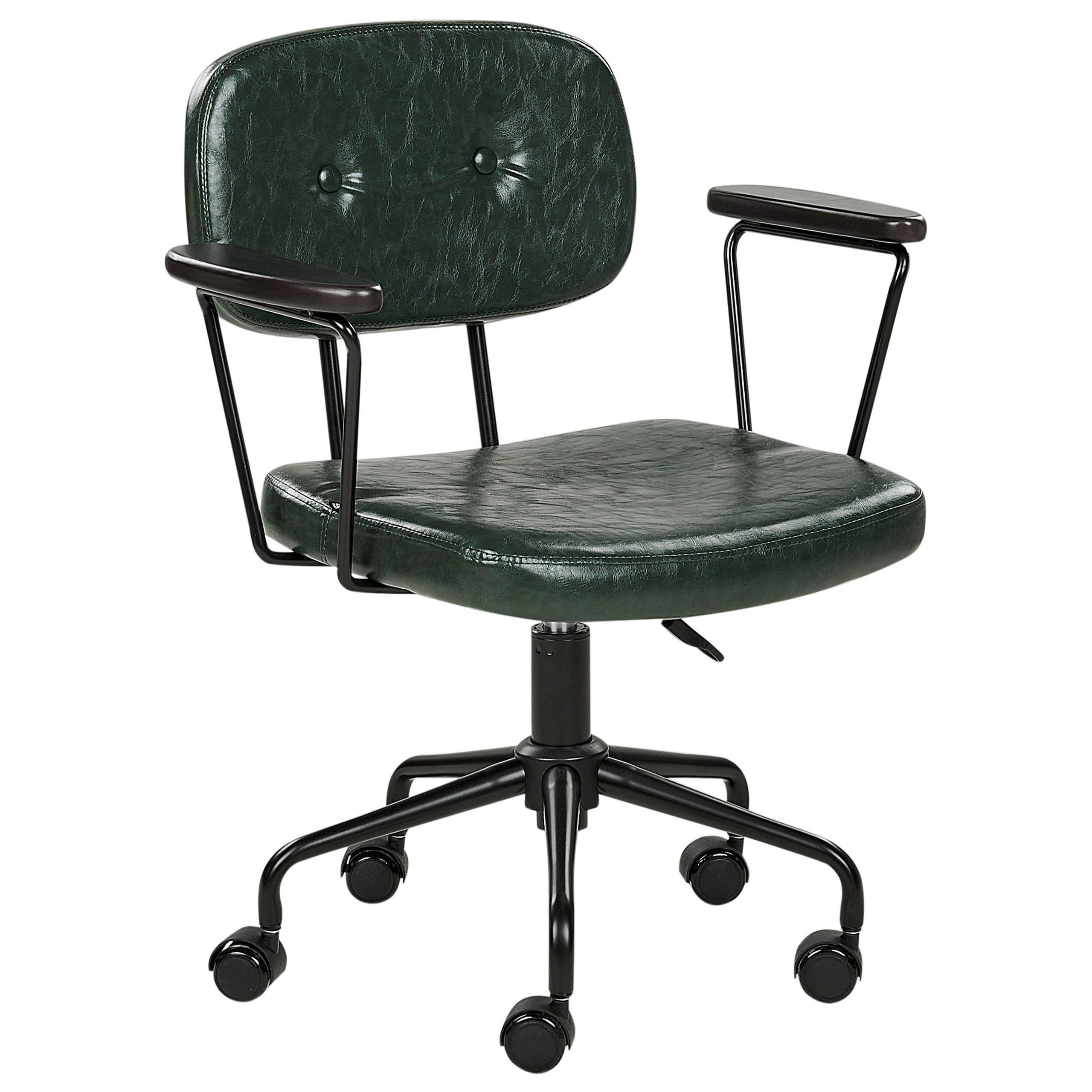 BÜROSTUHL Kunstleder Dunkelgrün Algerita - Grün, Kunststoff (62/77/62cm) - Beliani