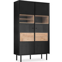 VITRINE LOFTY TV/Außenseiteneinlage, schwarz / Eiche natur - Eichefarben/Multicolor, Holzwerkstoff (102/174/41cm) - KONSIMO®