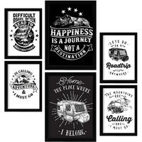 POSTER Set Mit 6 Reisen In Rustikale Zitate A3 & A4 Schwarzer Rahmen - Schwarz, Papier (29/3cm) - Nacnic