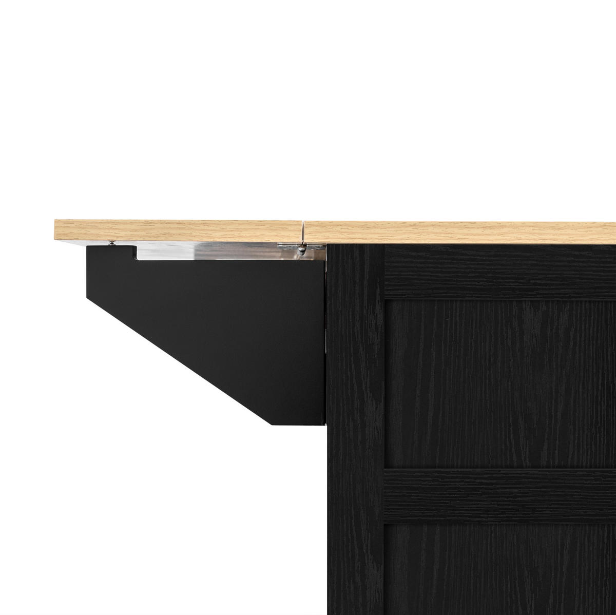 KÜCHENINSEL 120/40-80/92 cm aus MDF-Holzwerkstoff mit klappbarer Arbeitsplatte und Rollen Schwarz/Natur - Schwarz, Holzwerkstoff (120/92/80cm) - Modenvie