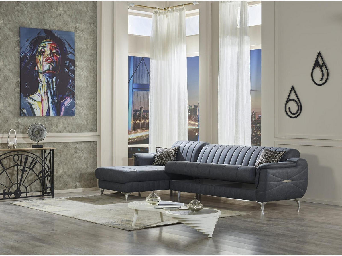 ECKSCHLAFSOFA Osorno Relax Ecksofa - Langer Schenkel Rechts - Anthrazit, Holzwerkstoff/Kunststoff (180/310cm)