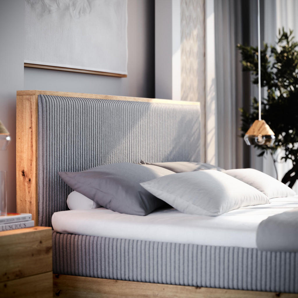 Thumbnail - Masseno Boxbett, Gelb, Holz, H2 + H3, 180x200 cm, Schlafzimmer, Betten, Boxspringbetten