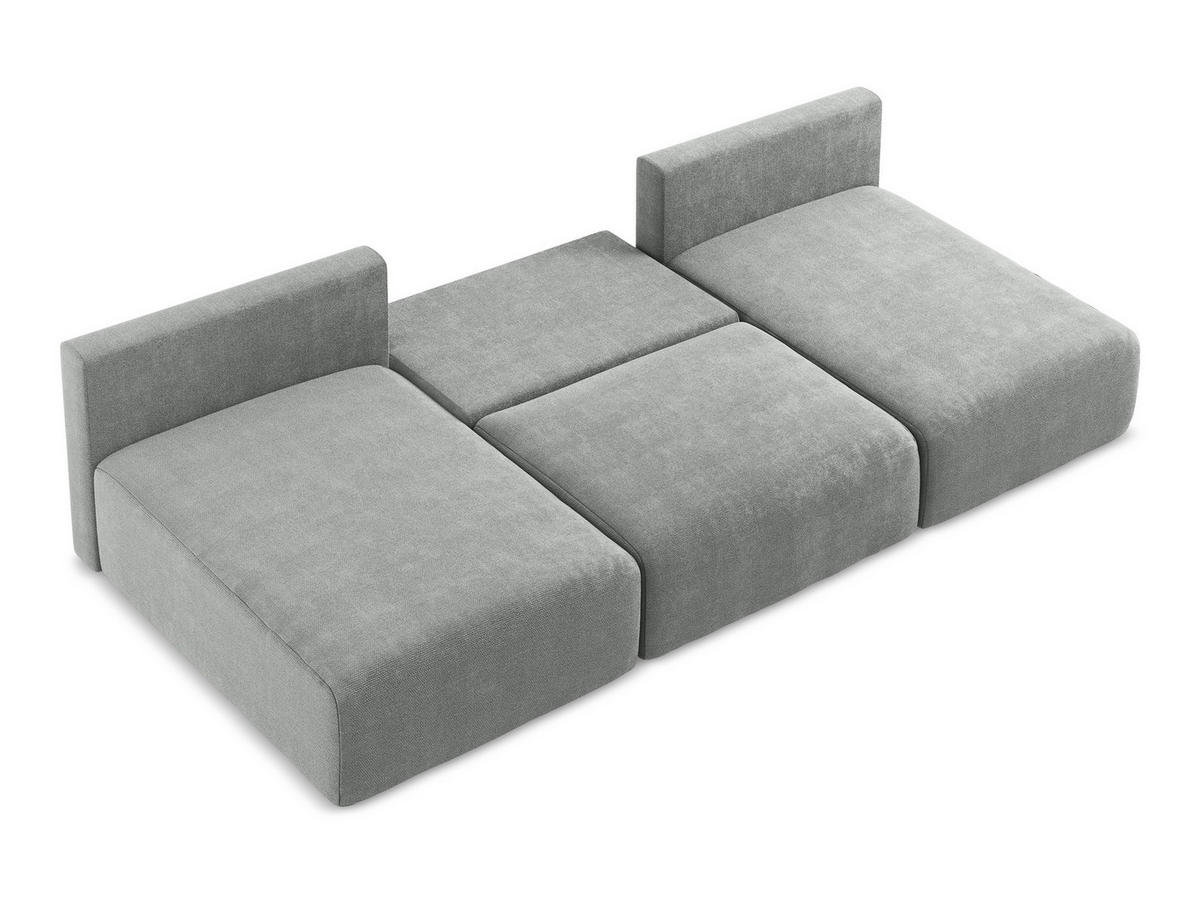 WOHNLANDSCHAFT Chenille Stoff Grau - Blau/Schwarz, Kunststoff/Textil (304/79/149cm) - Makamii