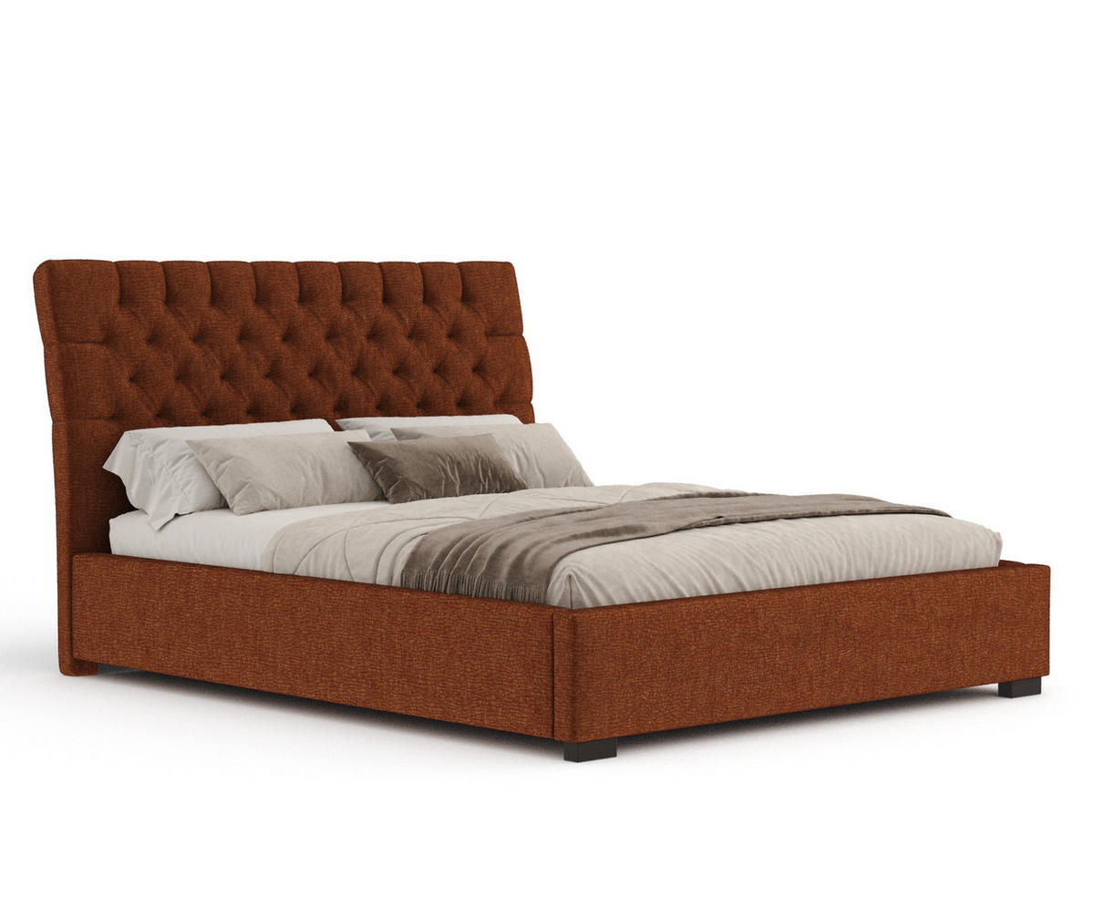 POLSTERBETT Vezzola Kupferfarbe 180/200 cm im Chenille-Stoff - Schwarz/Naturfarben, Holz/Holzwerkstoff (180/200cm) - Maison de Reve