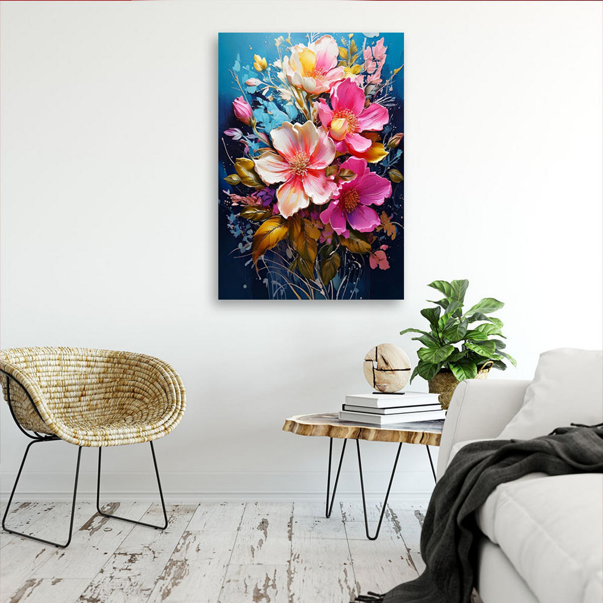 LEINWANDBILD Blumen 80x120cm - Rosa, Textil (80/120cm) - Feeby