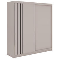 SCHWEBETÜRENSCHRANK mit Lamellen NAURU - 200 - Kaschmir und Schwarz - Kaschmir/Schwarz, Holzwerkstoff/Metall (200/216/61cm) - MKS